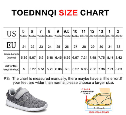 TOEDNNQI Boys Girls Sneakers Kids Lightweight Breathable Strap Athletic Running Shoes for Toddler/Little Kid/Big Kid