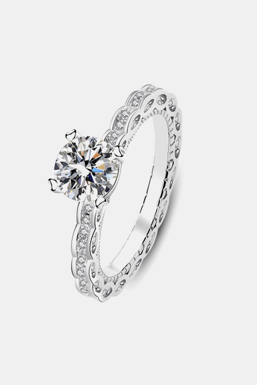 Elegant Moissanite Engagement Ring - Brilliant 1 Carat Solitaire with Intricate 925 Sterling Silver Band