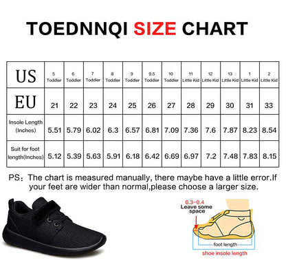 TOEDNNQI Boys Girls Sneakers Kids Lightweight Breathable Strap Athletic Running Shoes for Toddler/Little Kid/Big Kid