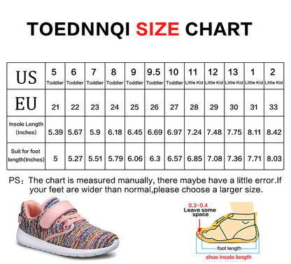 TOEDNNQI Boys Girls Sneakers Kids Lightweight Breathable Strap Athletic Running Shoes for Toddler/Little Kid/Big Kid