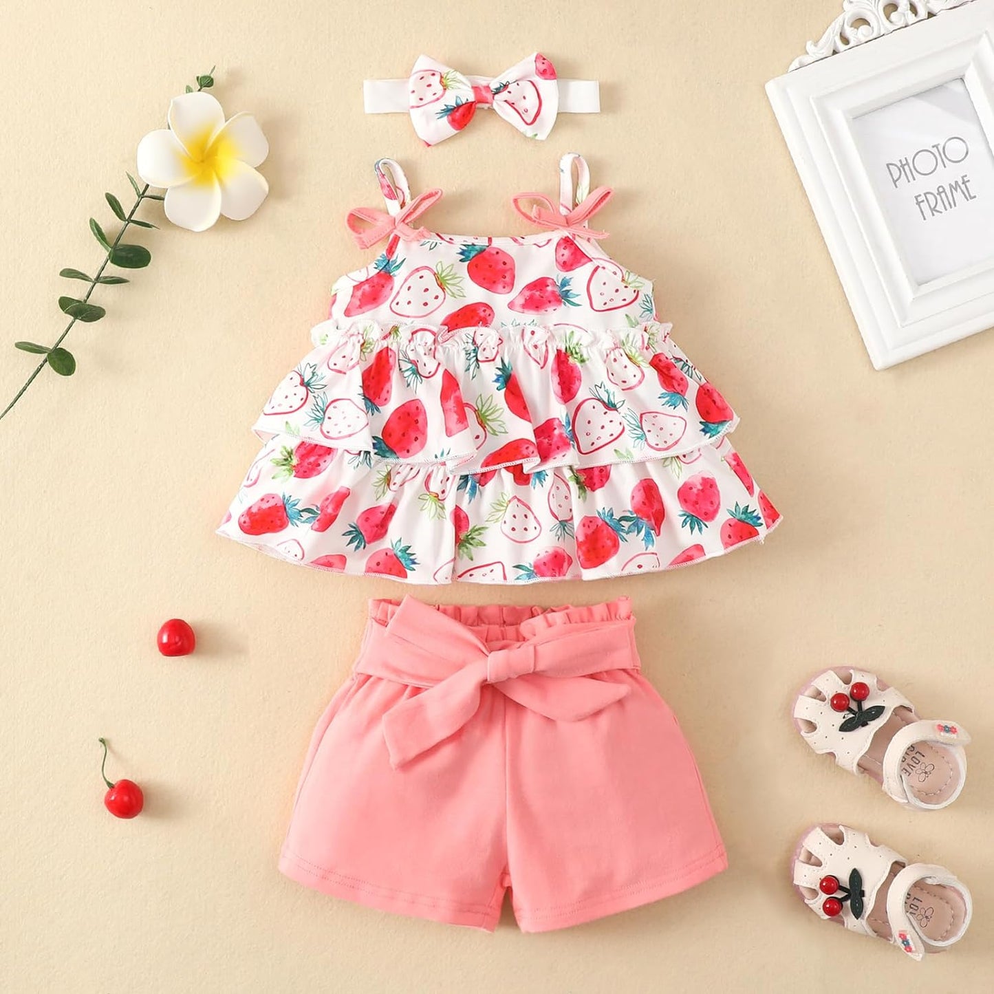 YOUNGER TREE Toddler Baby Girl Clothes Sleeveless Ruffle Bowknot Dress Top Shorts Set Summer Outfits for Little Kids Girls