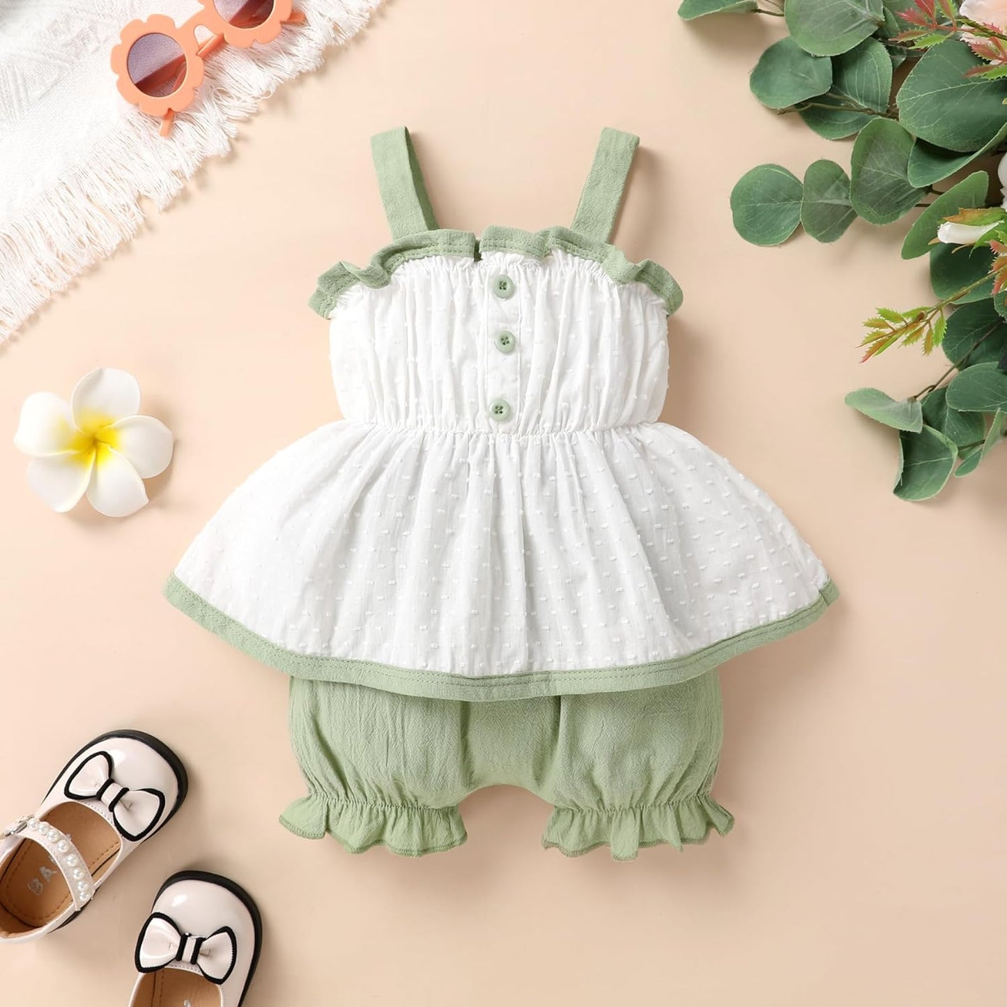 YOUNGER TREE Toddler Baby Girl Clothes Sleeveless Ruffle Bowknot Dress Top Shorts Set Summer Outfits for Little Kids Girls