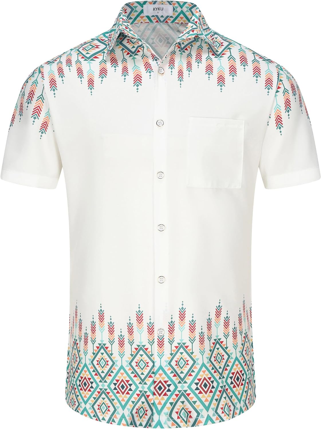 KYKU Aztec Tribal Ethnic Men's Resort Hawaiian 3D Printed Shirt - Vibrant Summer Style for Outdoor Vacation