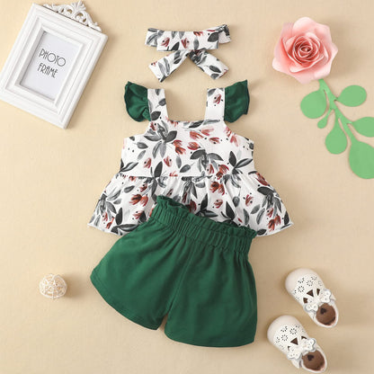 YOUNGER TREE Toddler Baby Girl Clothes Sleeveless Ruffle Bowknot Dress Top Shorts Set Summer Outfits for Little Kids Girls