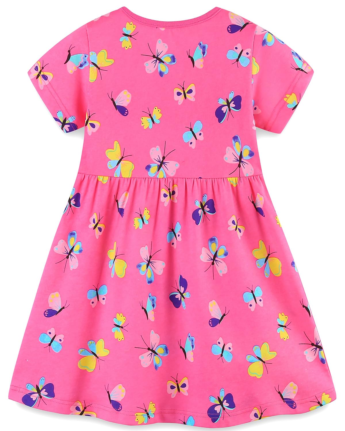 Bumeex Toddler Girl Clothes Cotton Casual Cartoon Print Short Sleeve Dress Girls Sundress 1-7 Years