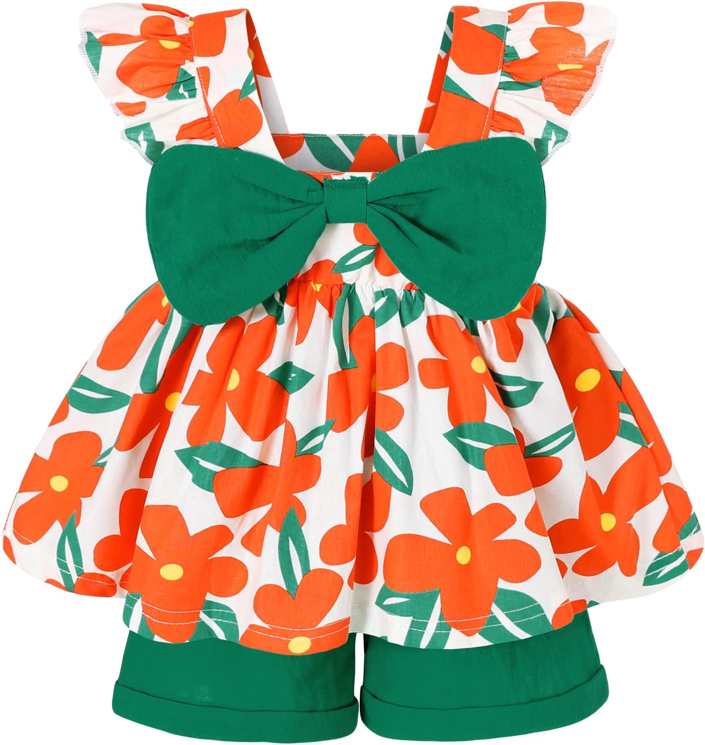 YOUNGER TREE Toddler Baby Girl Clothes Sleeveless Ruffle Bowknot Dress Top Shorts Set Summer Outfits for Little Kids Girls