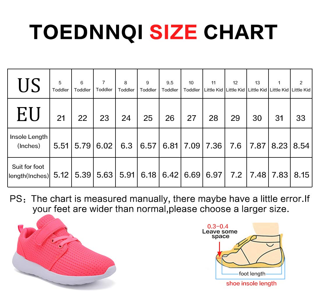 TOEDNNQI Boys Girls Sneakers Kids Lightweight Breathable Strap Athletic Running Shoes for Toddler/Little Kid/Big Kid