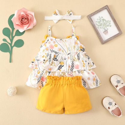 YOUNGER TREE Toddler Baby Girl Clothes Sleeveless Ruffle Bowknot Dress Top Shorts Set Summer Outfits for Little Kids Girls