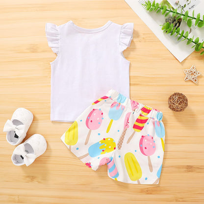 YOUNGER TREE Toddler Baby Girls Clothes Watermelon T-shirt + Linen Shorts with Belt Cute Summer Short Set