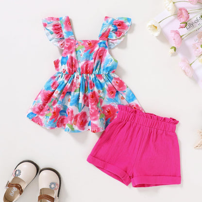 YOUNGER TREE Toddler Baby Girl Clothes Sleeveless Ruffle Bowknot Dress Top Shorts Set Summer Outfits for Little Kids Girls