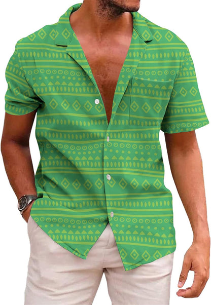 KYKU Aztec Tribal Ethnic Men's Resort Hawaiian 3D Printed Shirt - Vibrant Summer Style for Outdoor Vacation