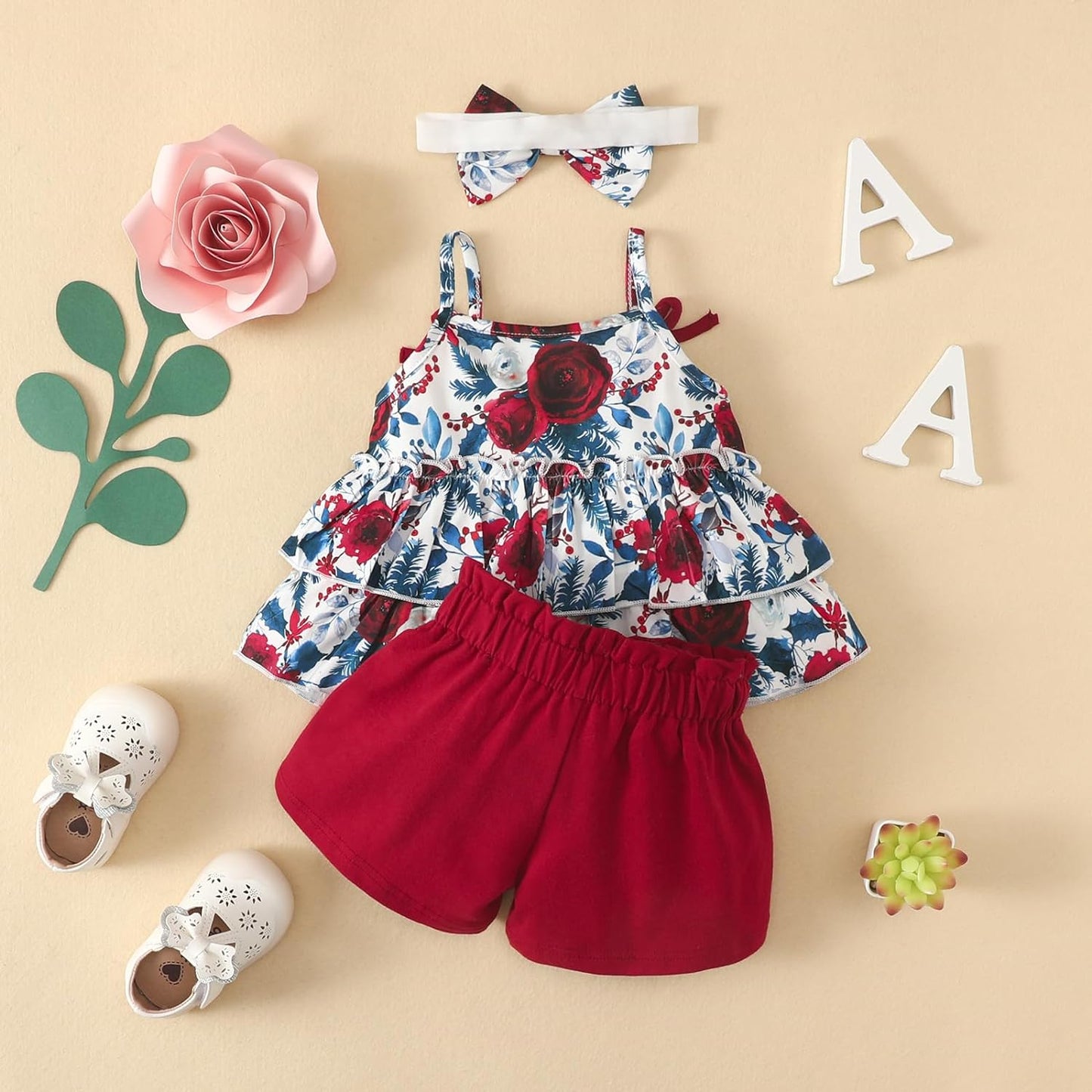 YOUNGER TREE Toddler Baby Girl Clothes Sleeveless Ruffle Bowknot Dress Top Shorts Set Summer Outfits for Little Kids Girls