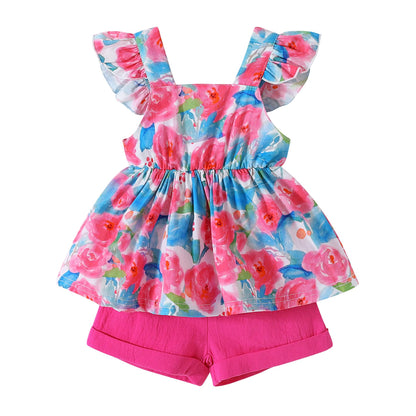 YOUNGER TREE Toddler Baby Girl Clothes Sleeveless Ruffle Bowknot Dress Top Shorts Set Summer Outfits for Little Kids Girls