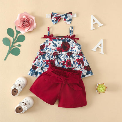 YOUNGER TREE Toddler Baby Girl Clothes Sleeveless Ruffle Bowknot Dress Top Shorts Set Summer Outfits for Little Kids Girls