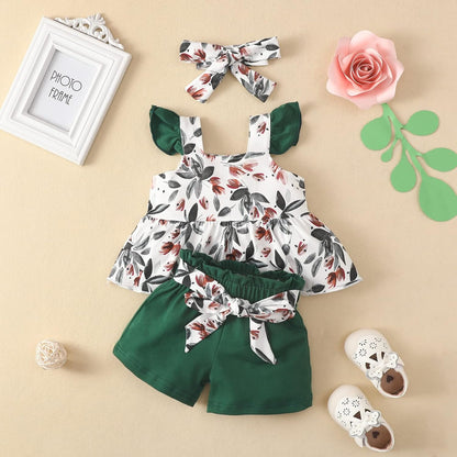 YOUNGER TREE Toddler Baby Girl Clothes Sleeveless Ruffle Bowknot Dress Top Shorts Set Summer Outfits for Little Kids Girls