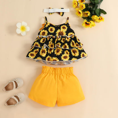 YOUNGER TREE Toddler Baby Girl Clothes Sleeveless Ruffle Bowknot Dress Top Shorts Set Summer Outfits for Little Kids Girls