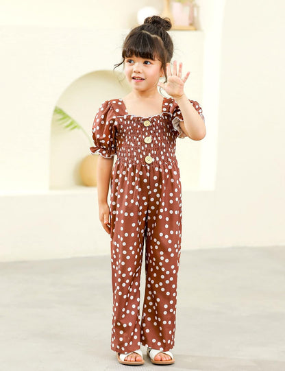 Girly Chic: Girls' Flutter Sleeve Jumpsuit Romper with Adjustable Waist