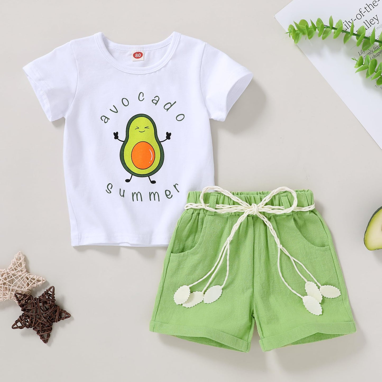 YOUNGER TREE Toddler Baby Girls Clothes Watermelon T-shirt + Linen Shorts with Belt Cute Summer Short Set