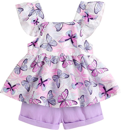 YOUNGER TREE Toddler Baby Girl Clothes Sleeveless Ruffle Bowknot Dress Top Shorts Set Summer Outfits for Little Kids Girls