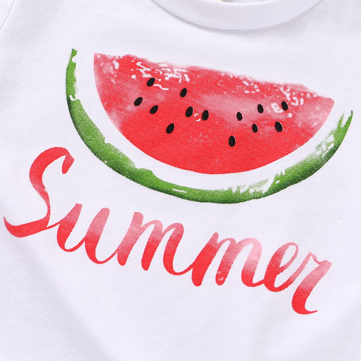 YOUNGER TREE Toddler Baby Girls Clothes Watermelon T-shirt + Linen Shorts with Belt Cute Summer Short Set