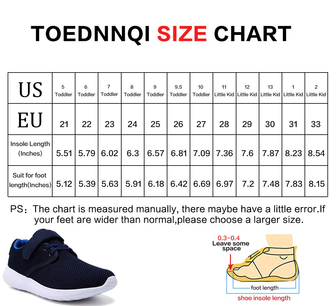 TOEDNNQI Boys Girls Sneakers Kids Lightweight Breathable Strap Athletic Running Shoes for Toddler/Little Kid/Big Kid