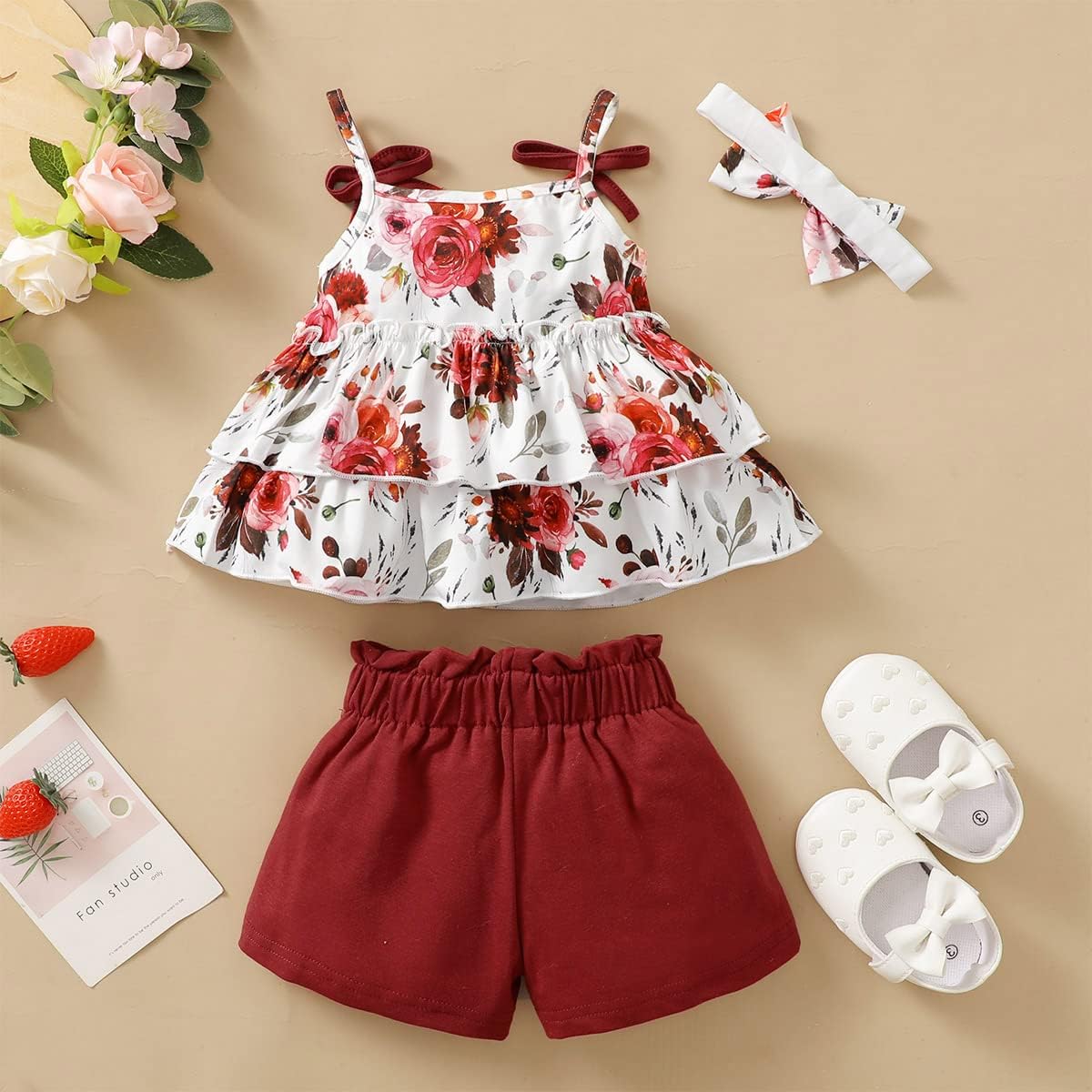 YOUNGER TREE Toddler Baby Girl Clothes Sleeveless Ruffle Bowknot Dress Top Shorts Set Summer Outfits for Little Kids Girls