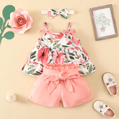 YOUNGER TREE Toddler Baby Girl Clothes Sleeveless Ruffle Bowknot Dress Top Shorts Set Summer Outfits for Little Kids Girls