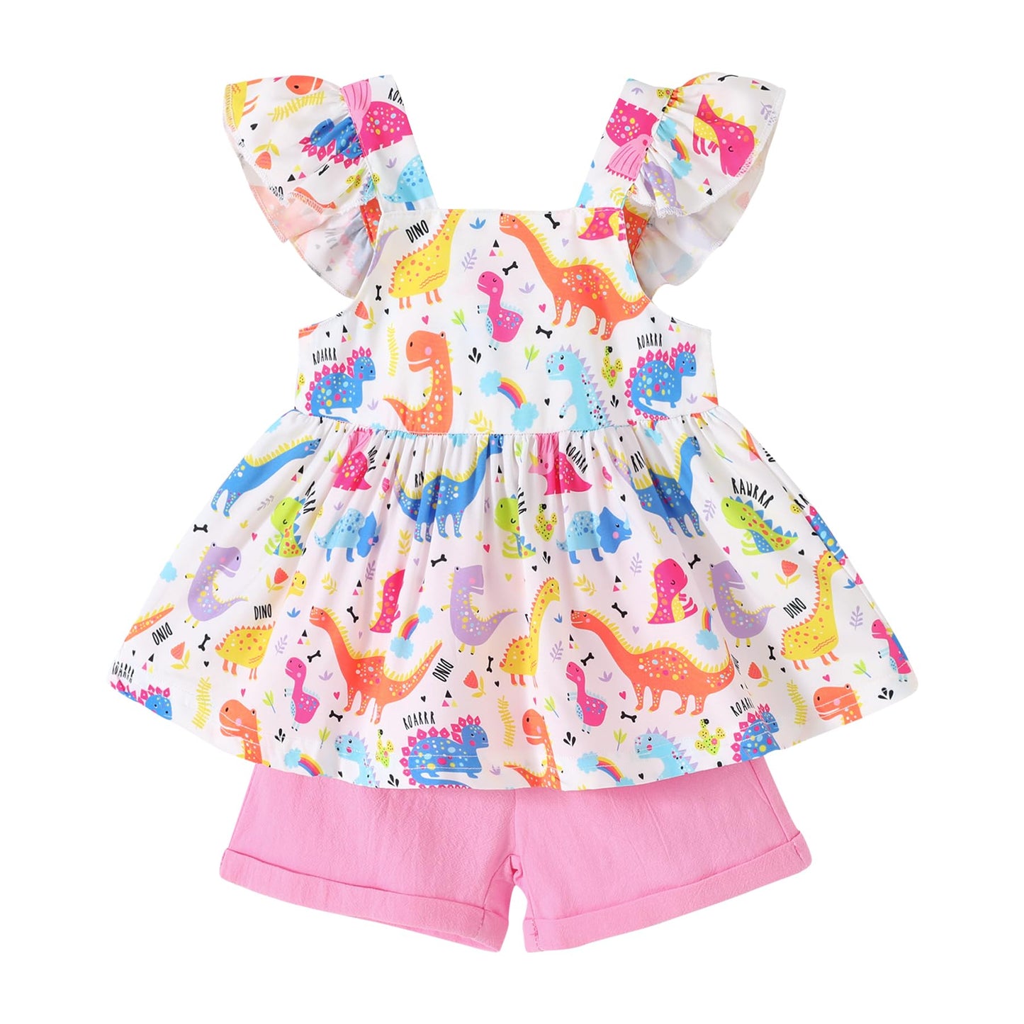 YOUNGER TREE Toddler Baby Girl Clothes Sleeveless Ruffle Bowknot Dress Top Shorts Set Summer Outfits for Little Kids Girls