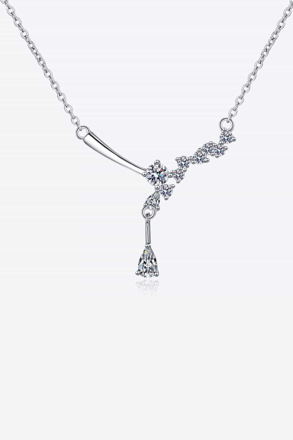 Elegant 1 Carat Moissanite Sterling Silver Necklace with Dangling Pendant