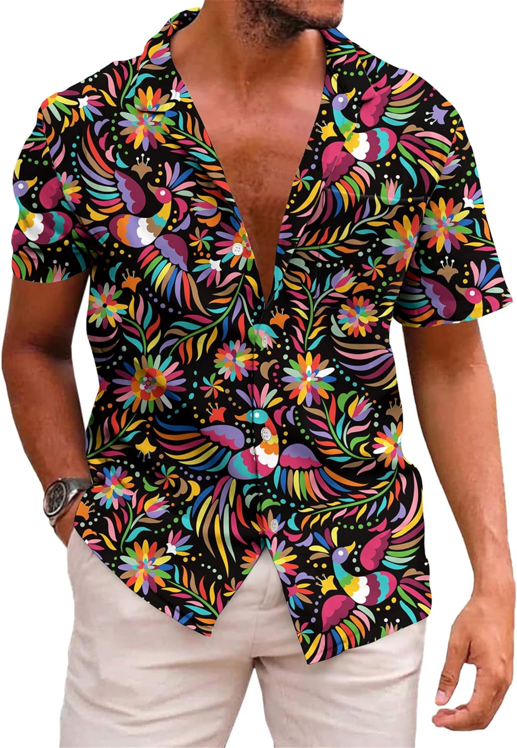 KYKU Aztec Tribal Ethnic Men's Resort Hawaiian 3D Printed Shirt - Vibrant Summer Style for Outdoor Vacation