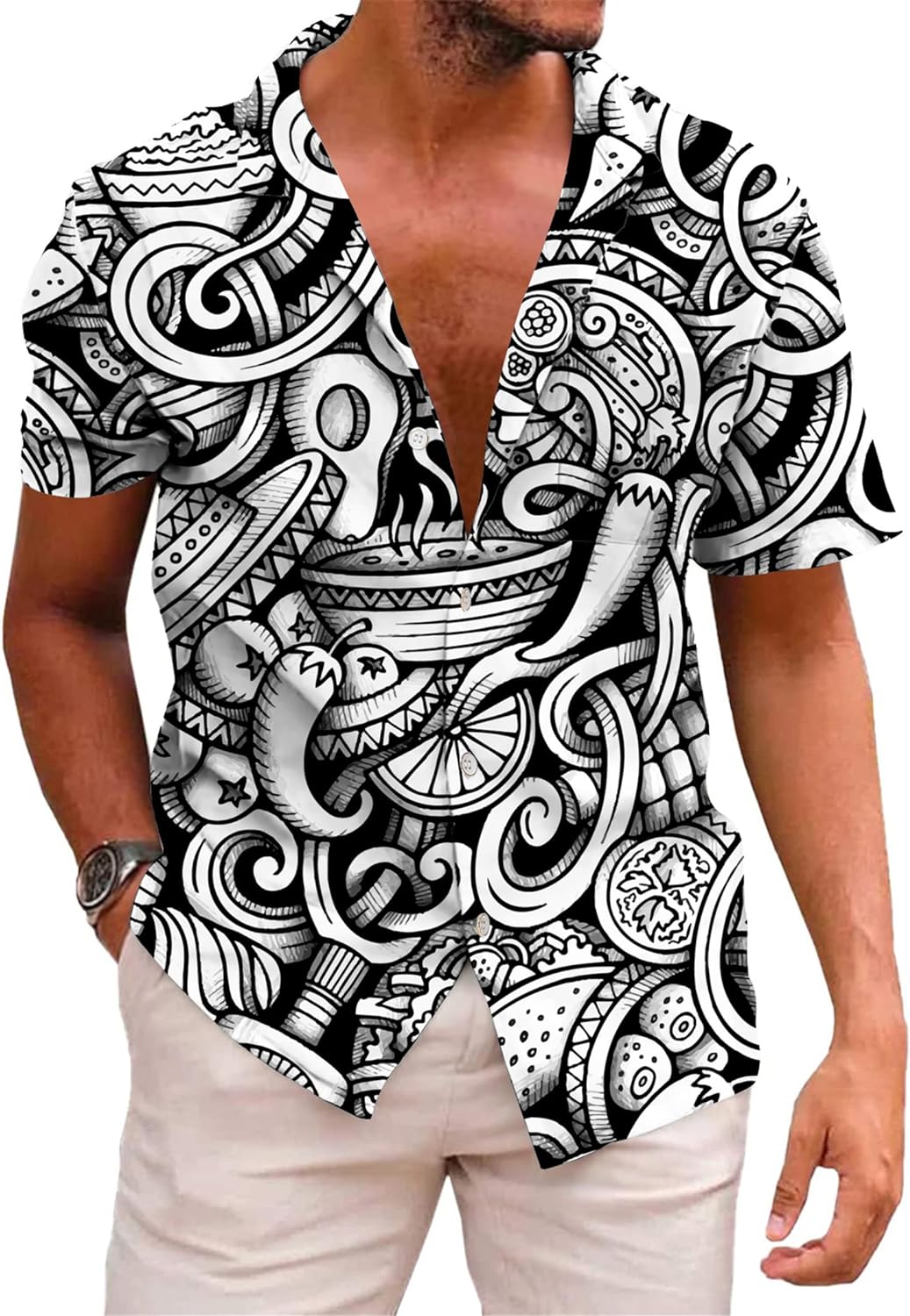 KYKU Aztec Tribal Ethnic Men's Resort Hawaiian 3D Printed Shirt - Vibrant Summer Style for Outdoor Vacation