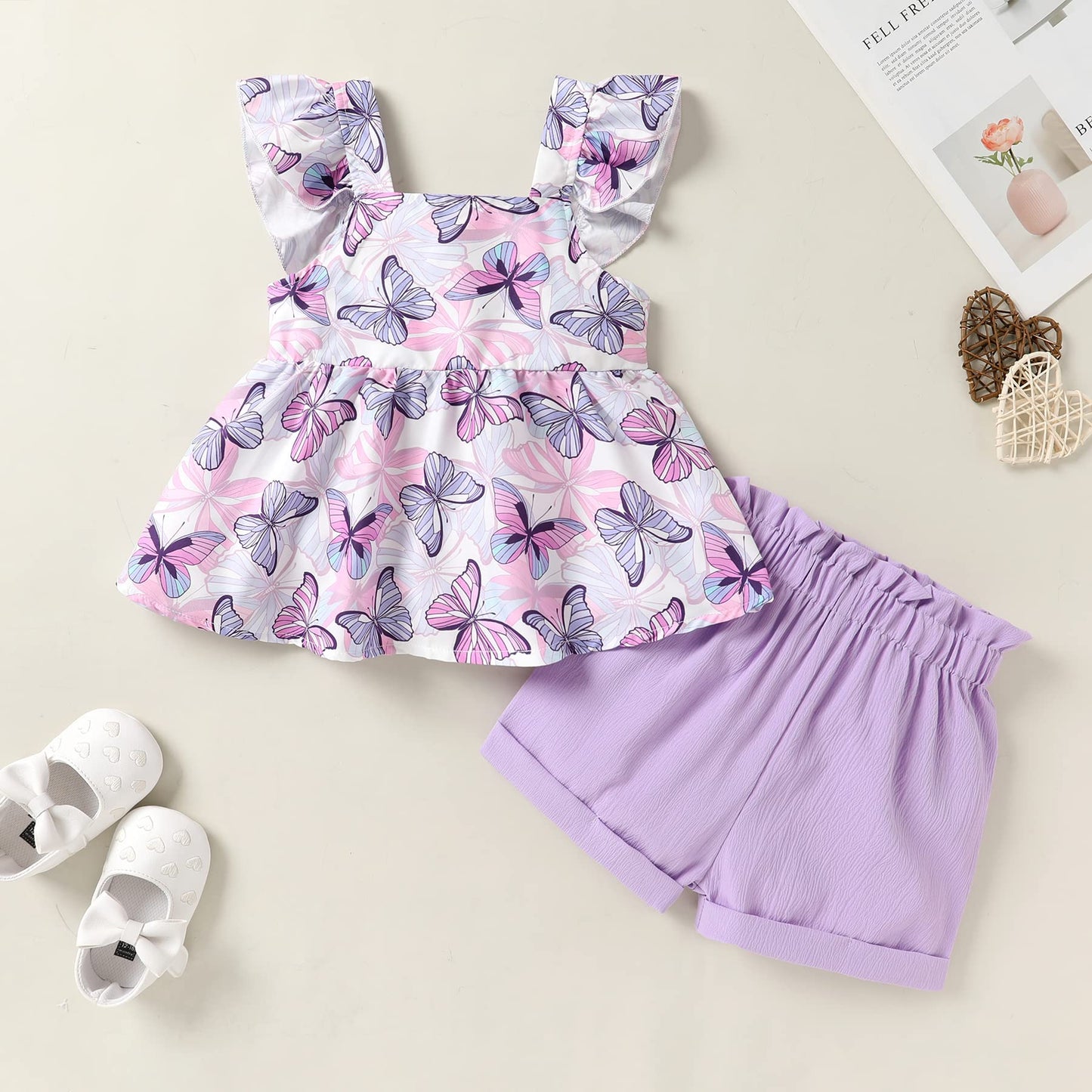 YOUNGER TREE Toddler Baby Girl Clothes Sleeveless Ruffle Bowknot Dress Top Shorts Set Summer Outfits for Little Kids Girls