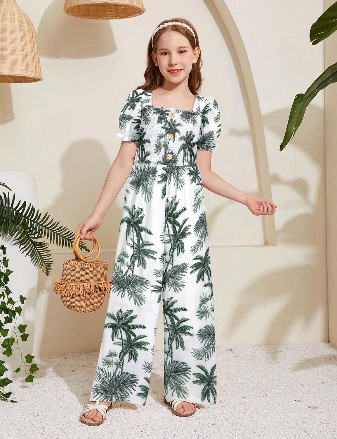 Girly Chic: Girls' Flutter Sleeve Jumpsuit Romper with Adjustable Waist