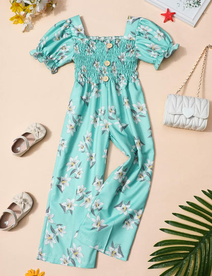 Girly Chic: Girls' Flutter Sleeve Jumpsuit Romper with Adjustable Waist