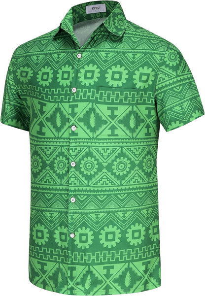 KYKU Aztec Tribal Ethnic Men's Resort Hawaiian 3D Printed Shirt - Vibrant Summer Style for Outdoor Vacation