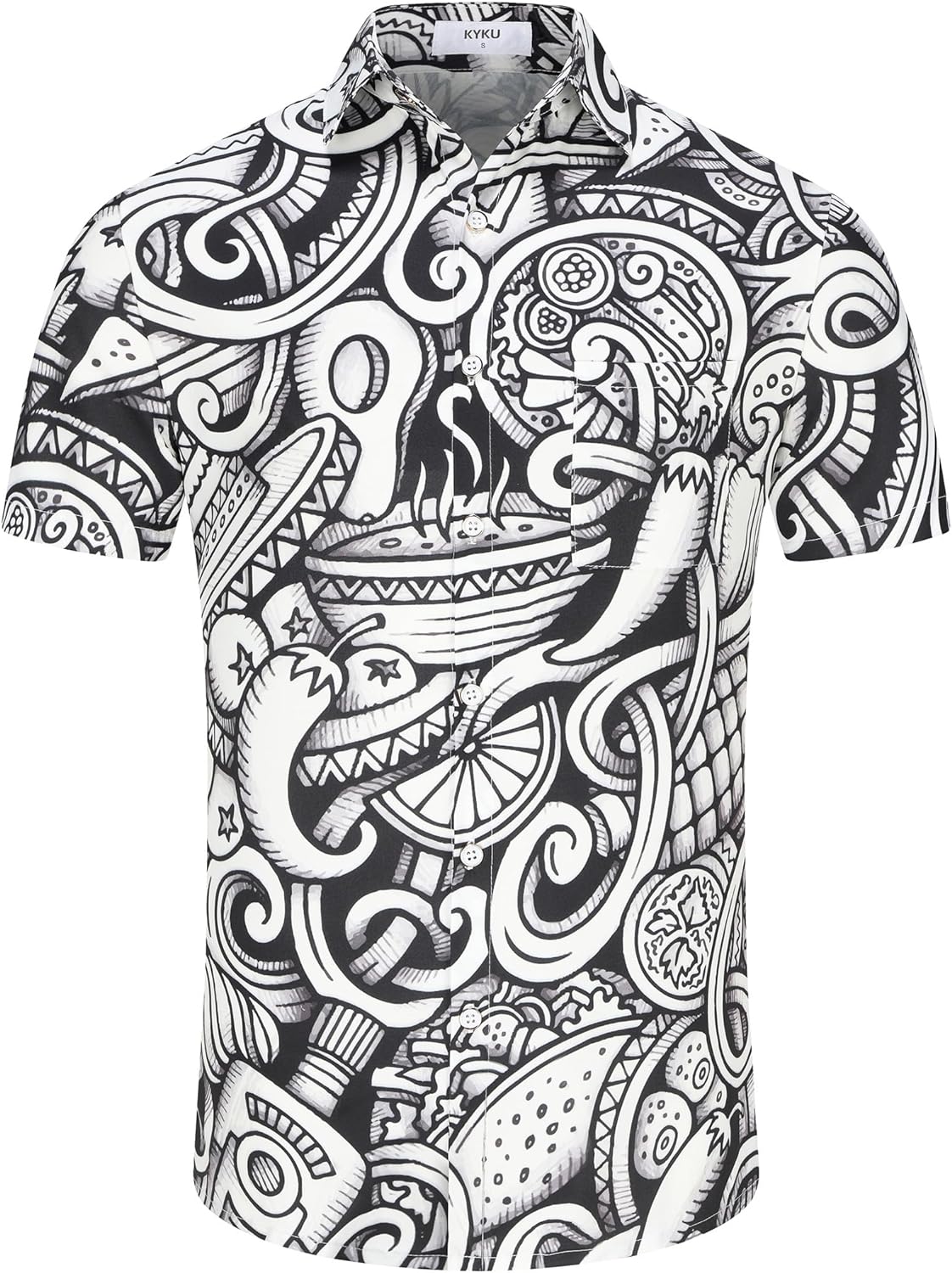 KYKU Aztec Tribal Ethnic Men's Resort Hawaiian 3D Printed Shirt - Vibrant Summer Style for Outdoor Vacation