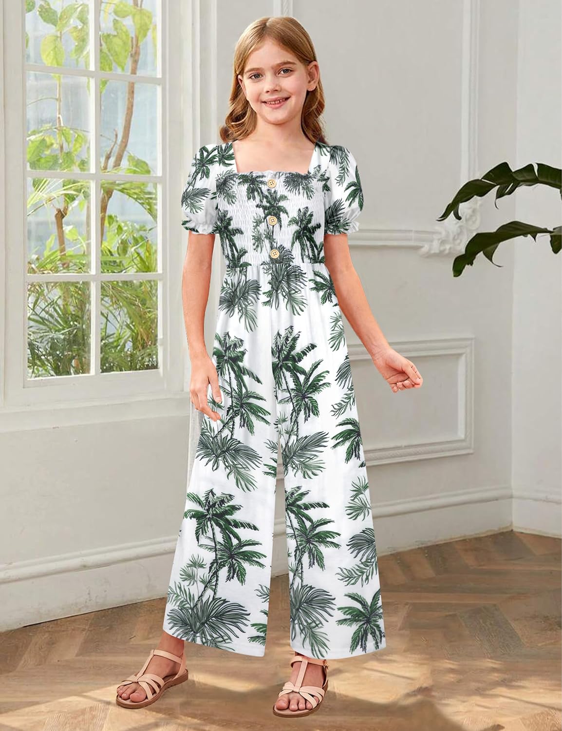 Girly Chic: Girls' Flutter Sleeve Jumpsuit Romper with Adjustable Waist