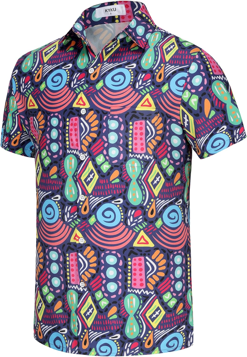 KYKU Aztec Tribal Ethnic Men's Resort Hawaiian 3D Printed Shirt - Vibrant Summer Style for Outdoor Vacation