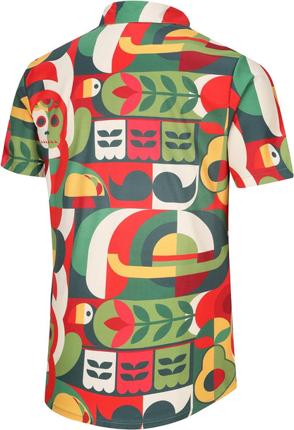 KYKU Aztec Tribal Ethnic Men's Resort Hawaiian 3D Printed Shirt - Vibrant Summer Style for Outdoor Vacation