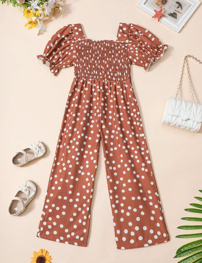 Girly Chic: Girls' Flutter Sleeve Jumpsuit Romper with Adjustable Waist