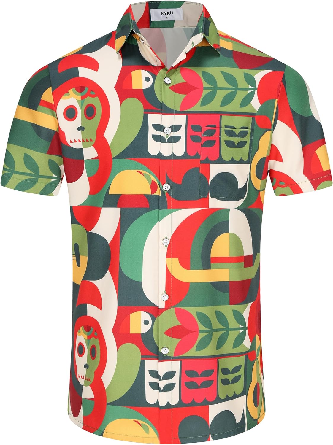 KYKU Aztec Tribal Ethnic Men's Resort Hawaiian 3D Printed Shirt - Vibrant Summer Style for Outdoor Vacation