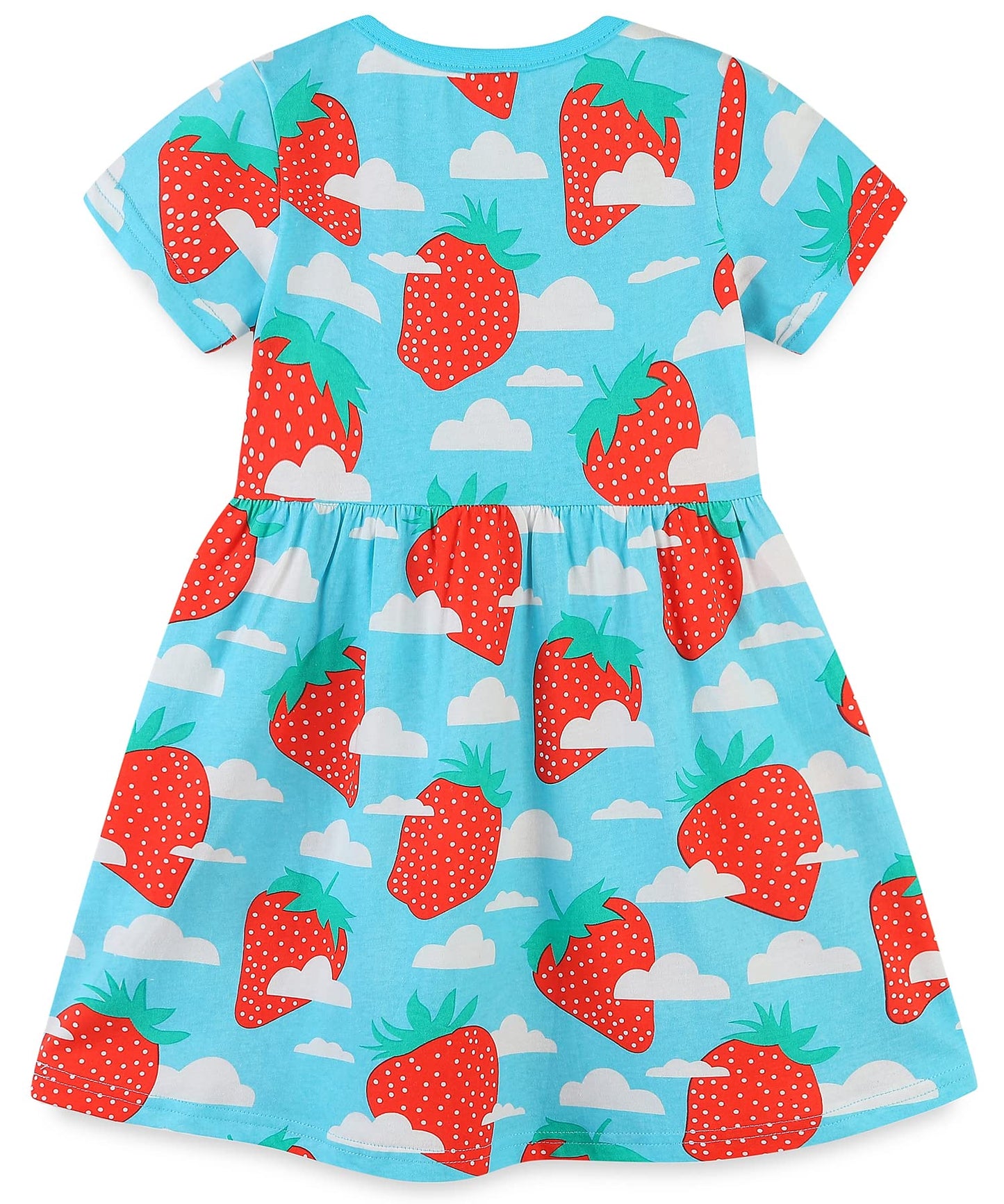 Bumeex Toddler Girl Clothes Cotton Casual Cartoon Print Short Sleeve Dress Girls Sundress 1-7 Years