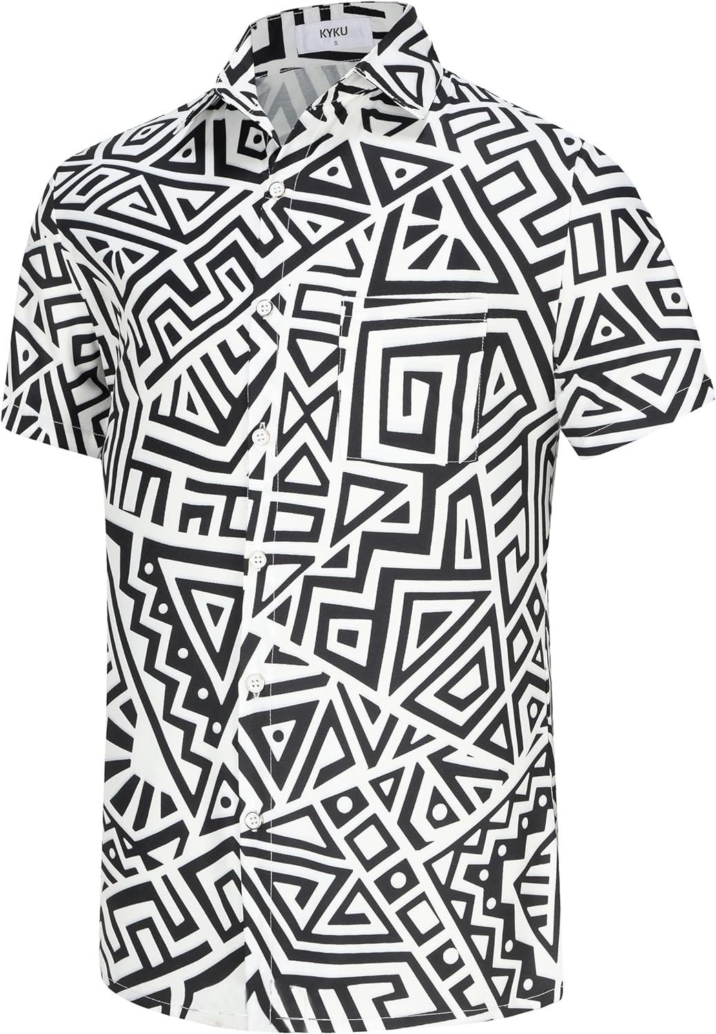 KYKU Aztec Tribal Ethnic Men's Resort Hawaiian 3D Printed Shirt - Vibrant Summer Style for Outdoor Vacation