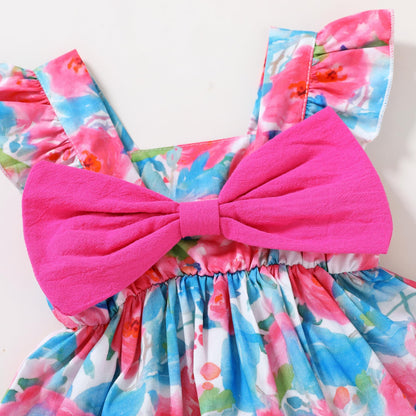 YOUNGER TREE Toddler Baby Girl Clothes Sleeveless Ruffle Bowknot Dress Top Shorts Set Summer Outfits for Little Kids Girls