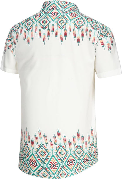 KYKU Aztec Tribal Ethnic Men's Resort Hawaiian 3D Printed Shirt - Vibrant Summer Style for Outdoor Vacation