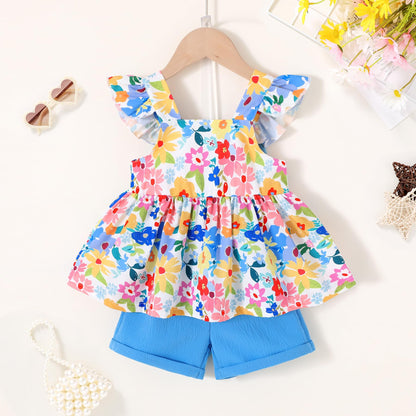 YOUNGER TREE Toddler Baby Girl Clothes Sleeveless Ruffle Bowknot Dress Top Shorts Set Summer Outfits for Little Kids Girls