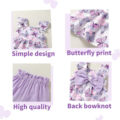 YOUNGER TREE Toddler Baby Girl Clothes Sleeveless Ruffle Bowknot Dress Top Shorts Set Summer Outfits for Little Kids Girls