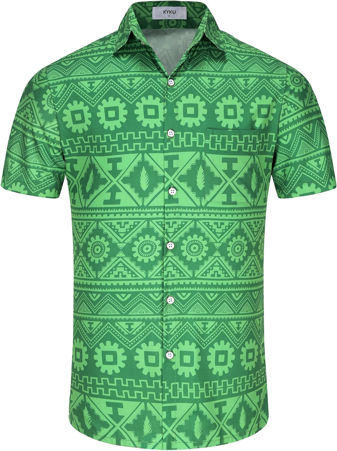 KYKU Aztec Tribal Ethnic Men's Resort Hawaiian 3D Printed Shirt - Vibrant Summer Style for Outdoor Vacation