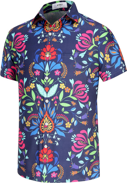 KYKU Men's Tribal Mexican Hawaiian Shirt - Unique Style and Vibrant Designs