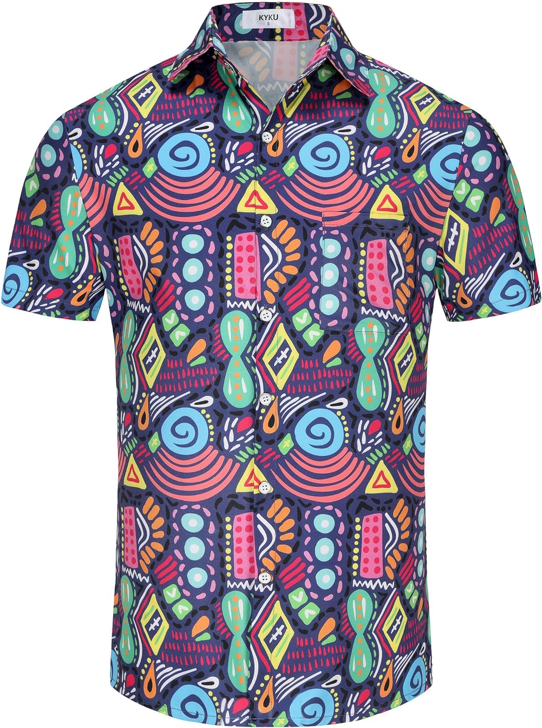 KYKU Aztec Tribal Ethnic Men's Resort Hawaiian 3D Printed Shirt - Vibrant Summer Style for Outdoor Vacation